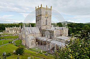 St Davids Cathedral in St Davids City Pembrokeshire â€“ Wales, United Kingdom