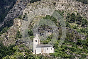 St. Egidius is a Roman Catholic church above the village of Kortsch in the municipality of Schlanders in South Tyrol, Italy photo