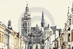 St. Elisabeth cathedral in Kosice, Slovakia, art filter