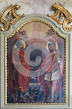 St. Florian`s altar in St. Peter`s church in Sveti Petar Orehovec, Croatia