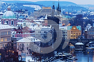 St Francis` of Assisi Church and Charles Bridge Tower