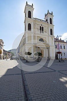 St Francis Xavier Cathedral. Slovak National Uprising Square. Banska Bystrica. Slovakia