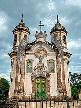 St francisco church baroque rococo archictecture at colonial city of Ouro Preto, state of Minas Gerais, Brazil