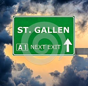 ST. GALLEN road sign against clear blue sky photo