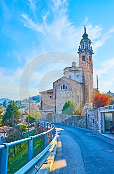 The medieval Parish Church of Carona, Ticino, Switzerland photo