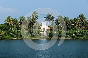 St. George Church along the river of the kollam kottapuram waterway photo