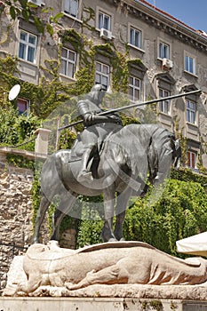 St. George and the Dragon statue in Zagreb