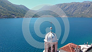 St. George and Gospa od Skrpela islands near town Perast in Montenegro. Sunset