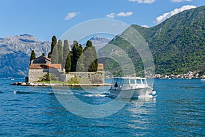 St George island off the coast of Perast in the Bay of Kotor. Montenegro