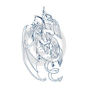 St. George Slay Dragon Drawing photo