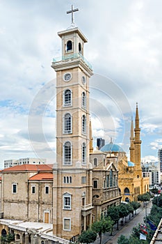 St. Georges Maronite cathedral and Al-Amin mosque, Beirut, Lebanon