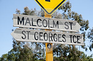 St Georges Tce & Malcolm Street Sign - Perth - Australia