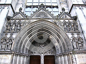 St. Giles Cathedral with Details of Gothic Entrance, Royal Mile, Edinburgh, Scotland photo