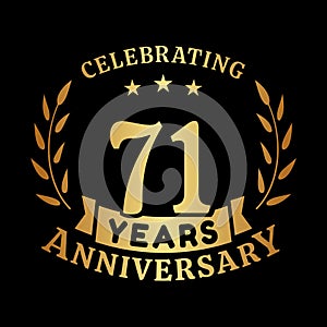 71 years anniversary celebration logotype. 71st anniversary logo. Vector and illustration.