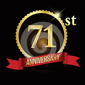 71st golden anniversary logo with shiny ring red ribbon