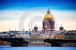 St. Isaac`s Cathedral, Neva in Petersburg Russia