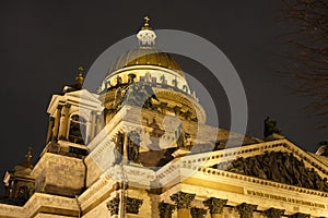 St. Isaac's Cathedral in St. Petersburg on a spring night