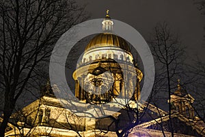 St. Isaac's Cathedral in St. Petersburg on a spring night