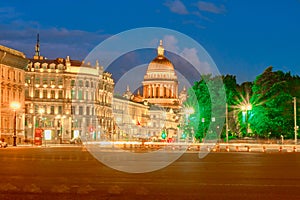 St. Isaac& x27;s Cathedral in St. Petersburg during the White Night, Russia.