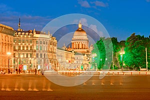 St. Isaac& x27;s Cathedral in St. Petersburg during the White Night, Russia.