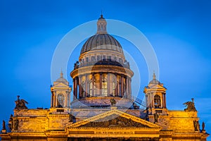 St. Isaac`s Cathedral at white night, Saint Petersburg, Russia