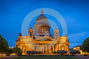 St. Isaac`s Cathedral at white night, Saint Petersburg, Russia