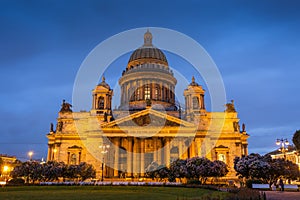 St. Isaac`s Cathedral at white night, Saint Petersburg, Russia