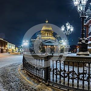 St. Isaac`s Square and the Cathedral in St. Petersburg