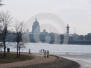 St. Isaak Cathedral and Neva river in Saint-Petersburg