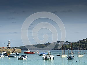 St Ives Smeatons Pier and boat