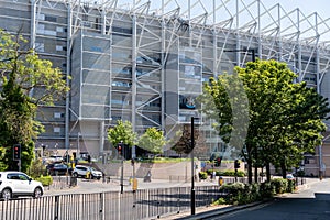 St James' Park stadium, home ground of Newcastle United Football Club, in Newcastle upon Tyne, UK.