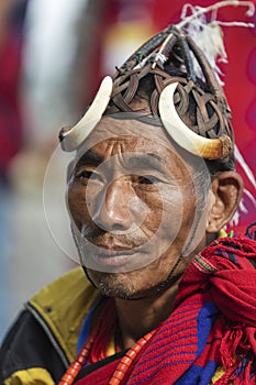 1st Jan 2000, Hornbill festival, Nagaland, India. Naga Tribal Portrait