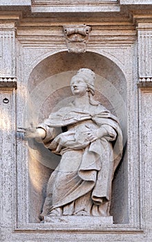 St Jeanne de Valois statue on the facade of Chiesa di San Luigi dei Francesi - Church of St Louis of the French, Rome, Italy photo