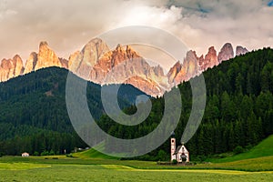 St Johann Church, Val Di Funes, Dolomites, Italy