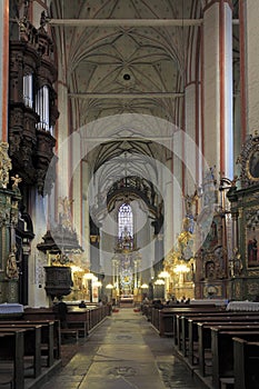 St. John Baptist Cathedral interior in Old Town Torun, Poland