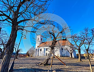 The Church Square and old town roofs of Szentendre, Hungary
