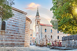 St John the Baptists Church and the Fortress walls, Budva Old Town, Montenegro