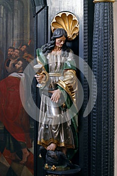 St. John the Evangelist, statue on the altar of the Holy Spirit in the Church of Saint Catherine of Alexandria in Zagreb