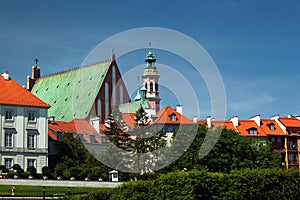 St. John`s Archcathedral and Royal Castle in Old Town of Warsaw, Poland photo