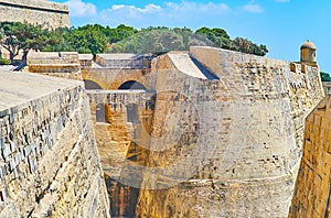 St John`s Bastion of Valletta fortress, Malta