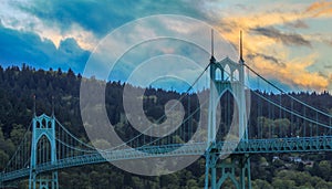 St. John's Bridge in Portland Oregon, USA