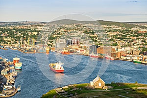 St. John`s cityscape, capital city of Newfoundland and Labrador,