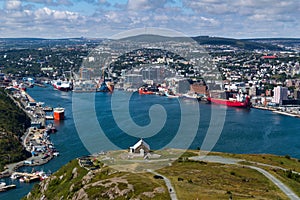 St. John`s harbour cityscape from signal hill