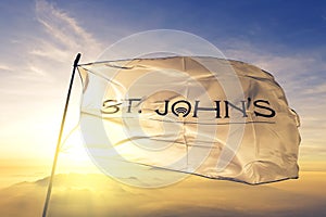 St. John`s of Newfoundland and Labrador of Canada flag waving on the top