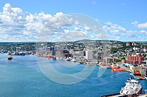 St John's Harbour in Newfoundland Canada. Panoramic view, Warm summer day in August.