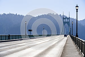 St Johns arched gothic bridge across the Willamette River