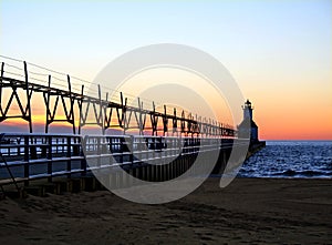 St. Joseph Lighthouse at Sunset Michigan