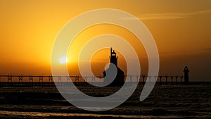 St. Joseph Michigan lighthouse at sunset