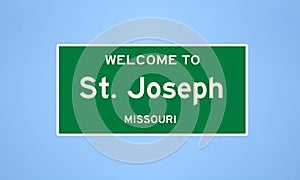 St. Joseph, Missouri city limit sign. Town sign from the USA.