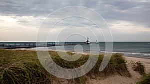 St. Joseph North Pier Lighthouse at Tiscornia Park and Lake Michigan